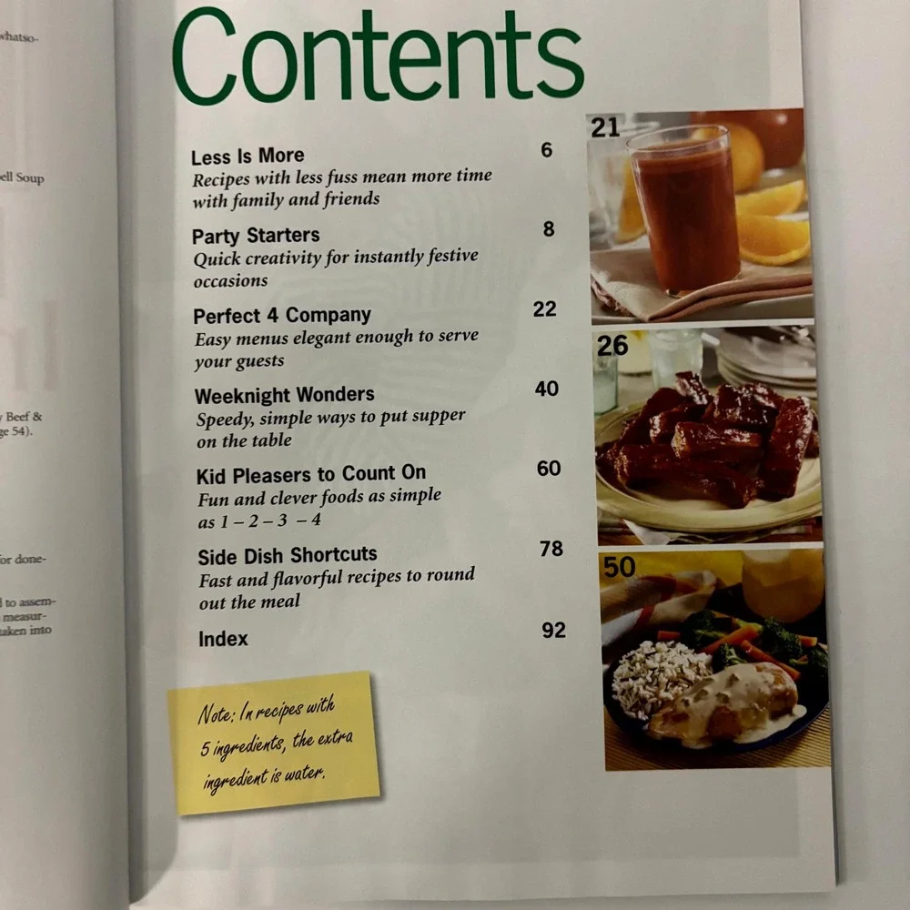 Campbell's 4 Ingredients or Less Cookbook 2006 Softcover Quick Easy Recipes